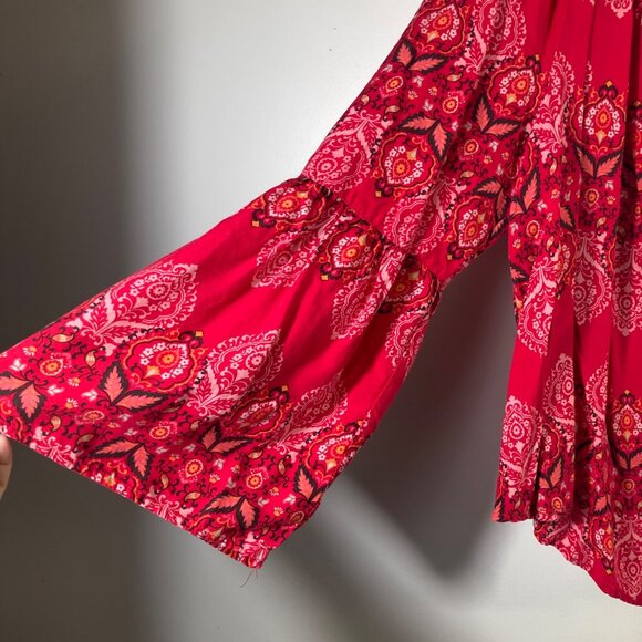 New Directions Off Shoulder Floral Boho Tunic Bell Sleeve L Rayon - Picture 4 of 9